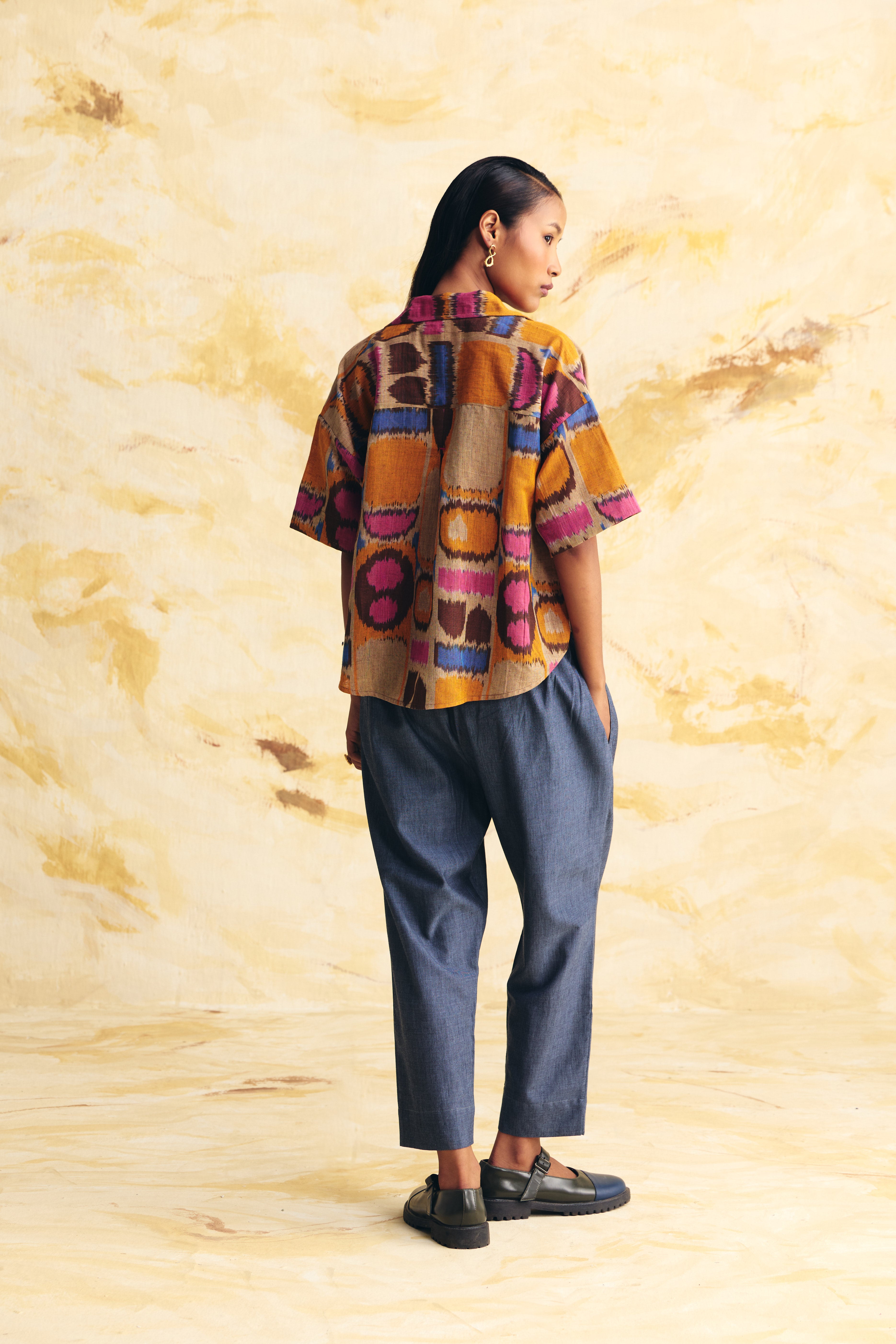 SUNFLARE LINEN CROPPED SHIRT