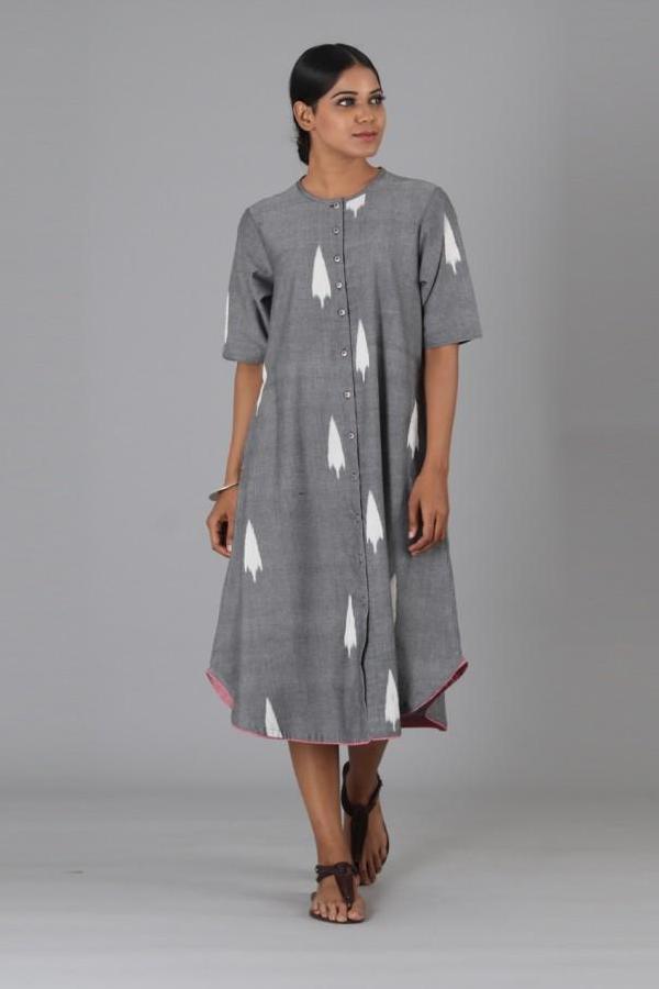 Grey Leaf Open Long Jacket