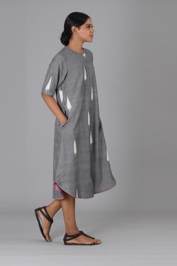 Grey Leaf Open Long Jacket