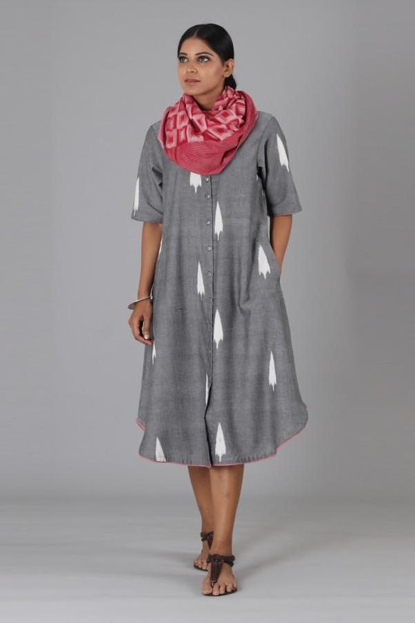 Grey Leaf Open Long Jacket