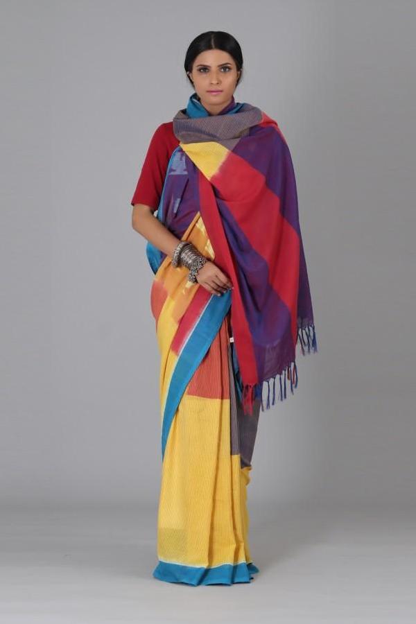 Multi Colour Fish Cotton Saree