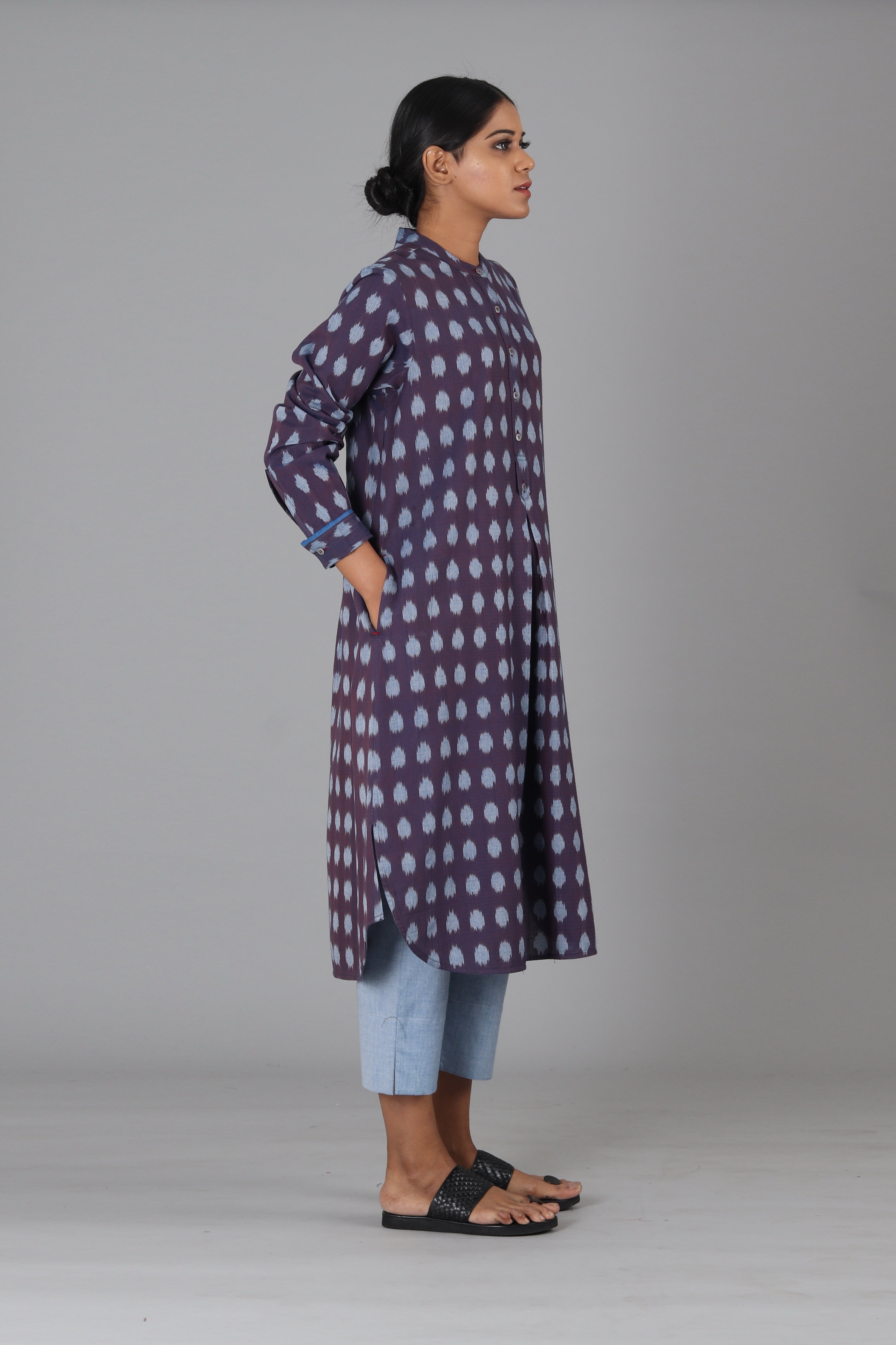 Indigo Polka Long Kurta