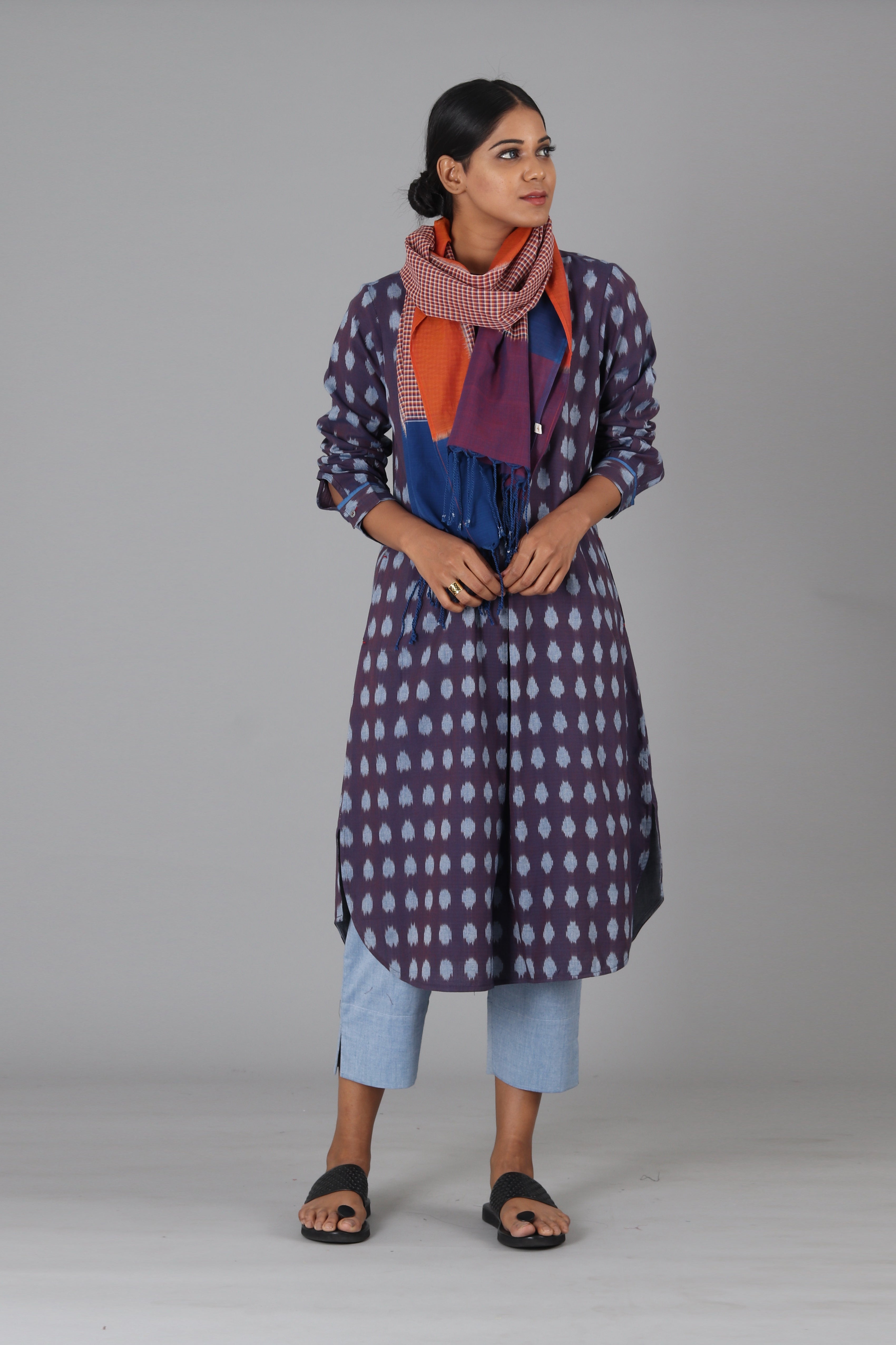 Indigo Polka Long Kurta