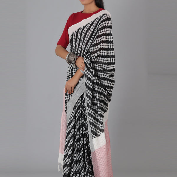 Gheethi Weft Ikat Cotton Saree - Medium Beige