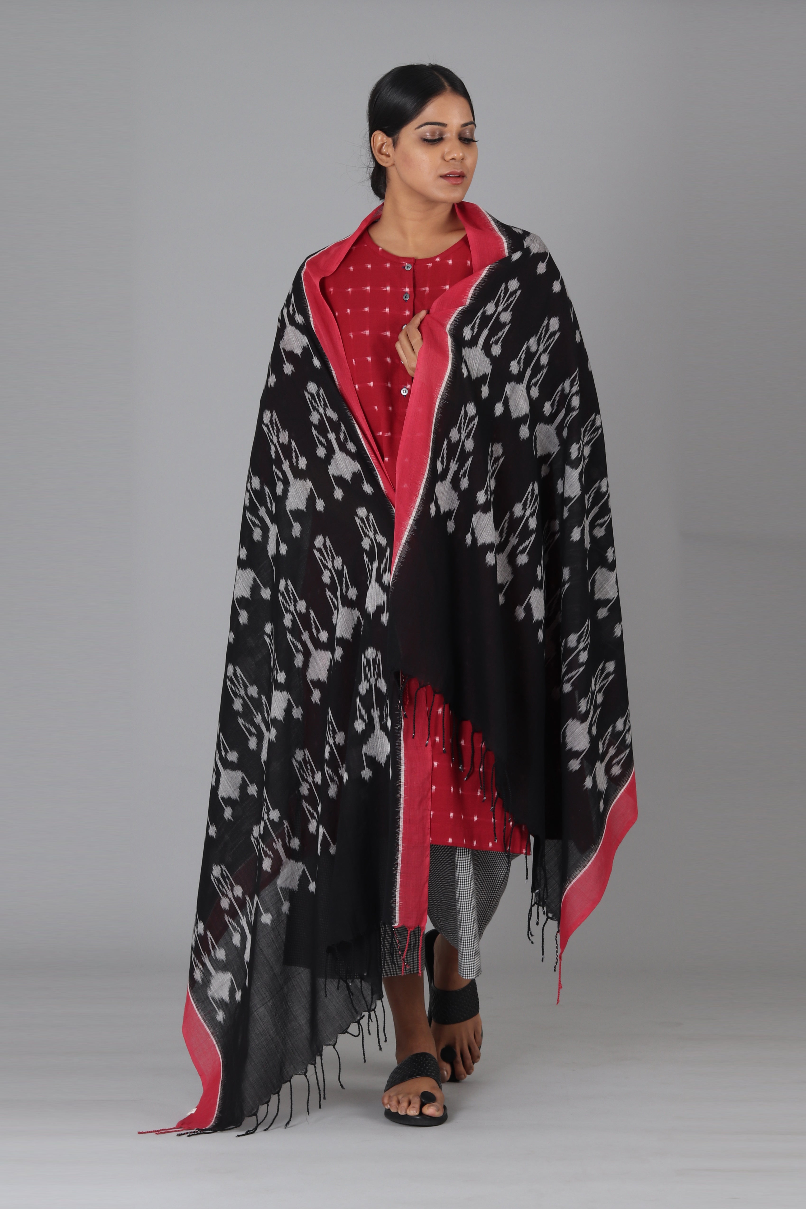 Black Flower Dupatta