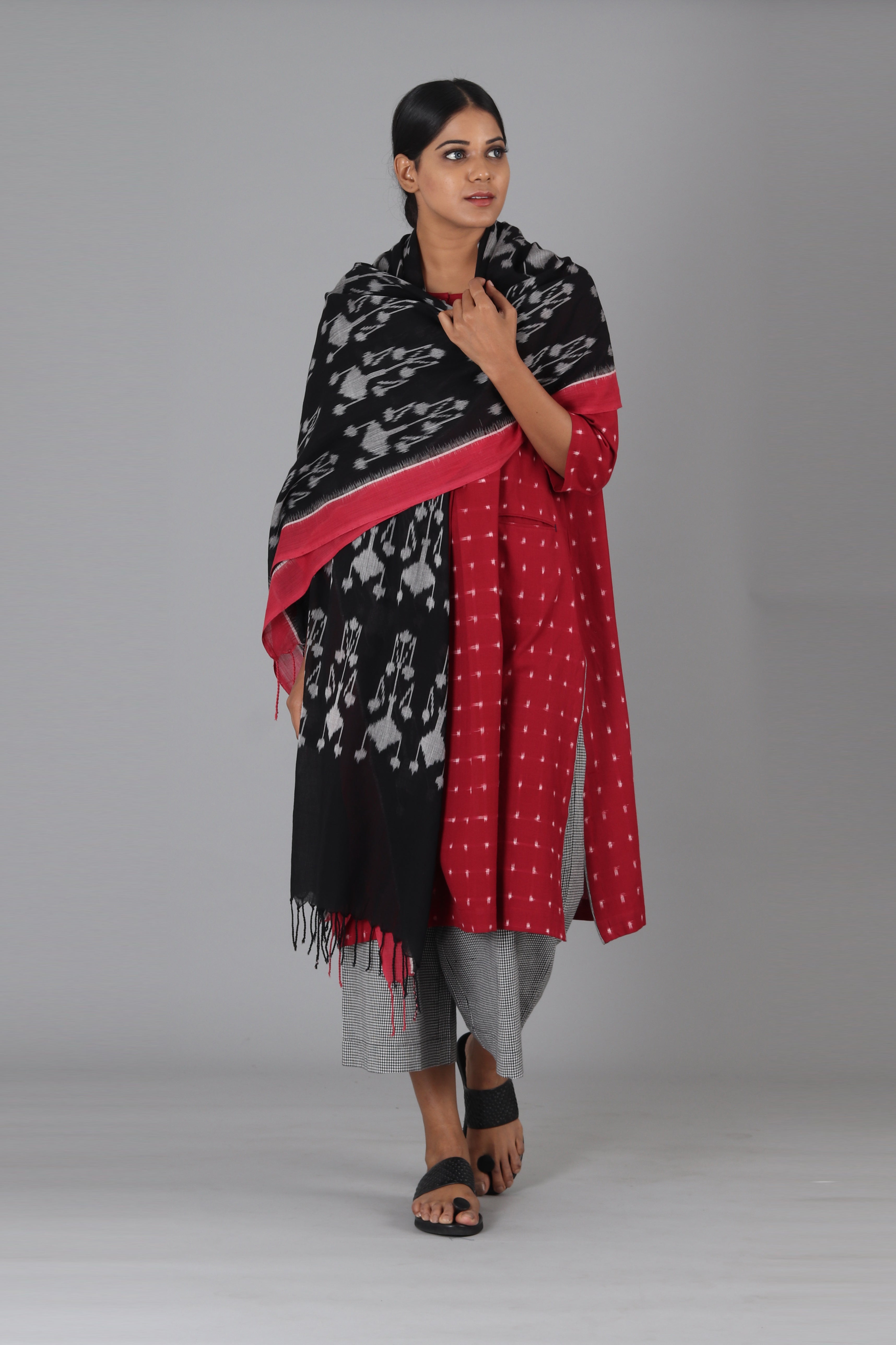 Black Flower Dupatta