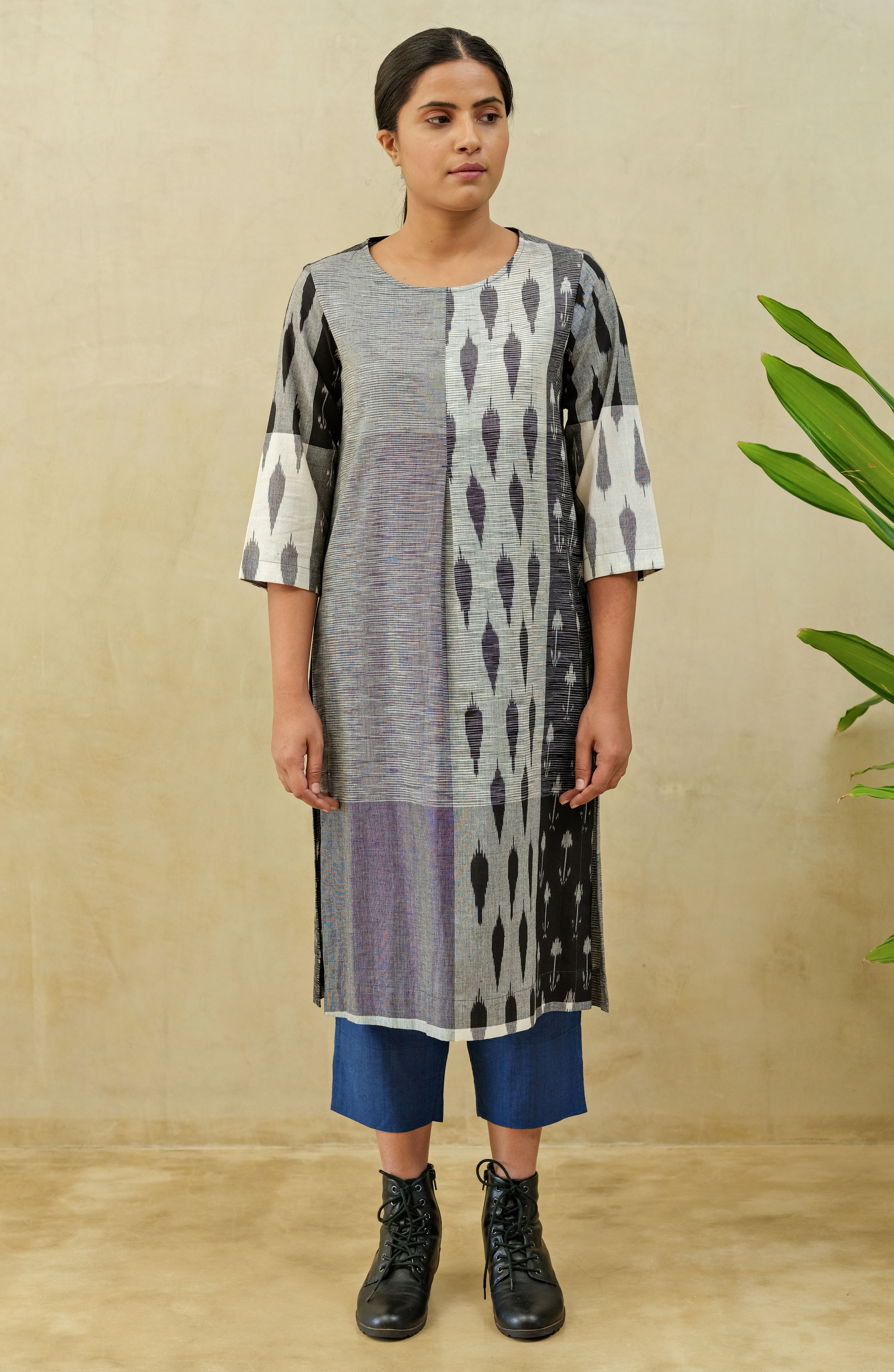 Black Ice Pleated Kurta