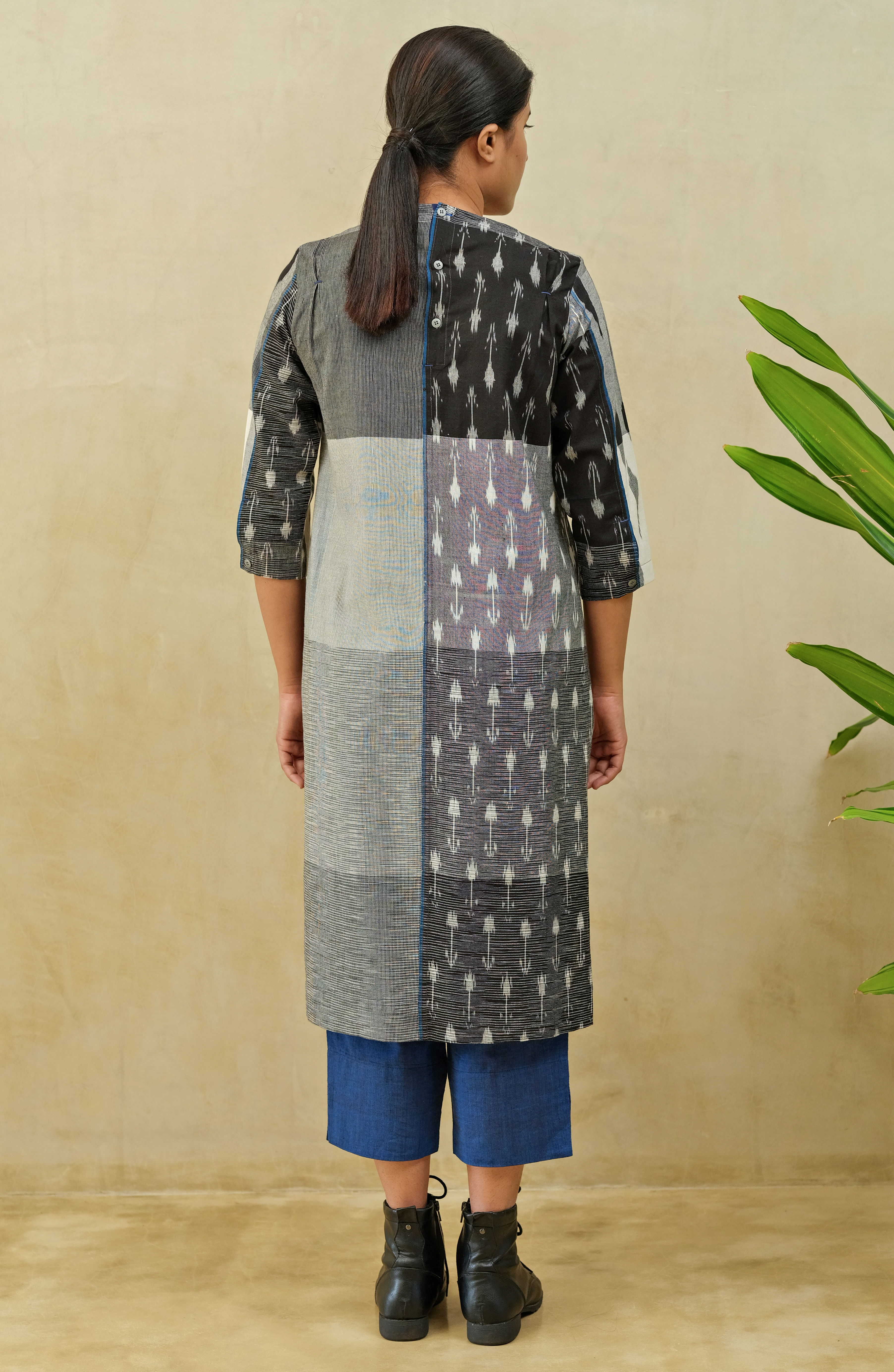 Black Ice Pleated Kurta