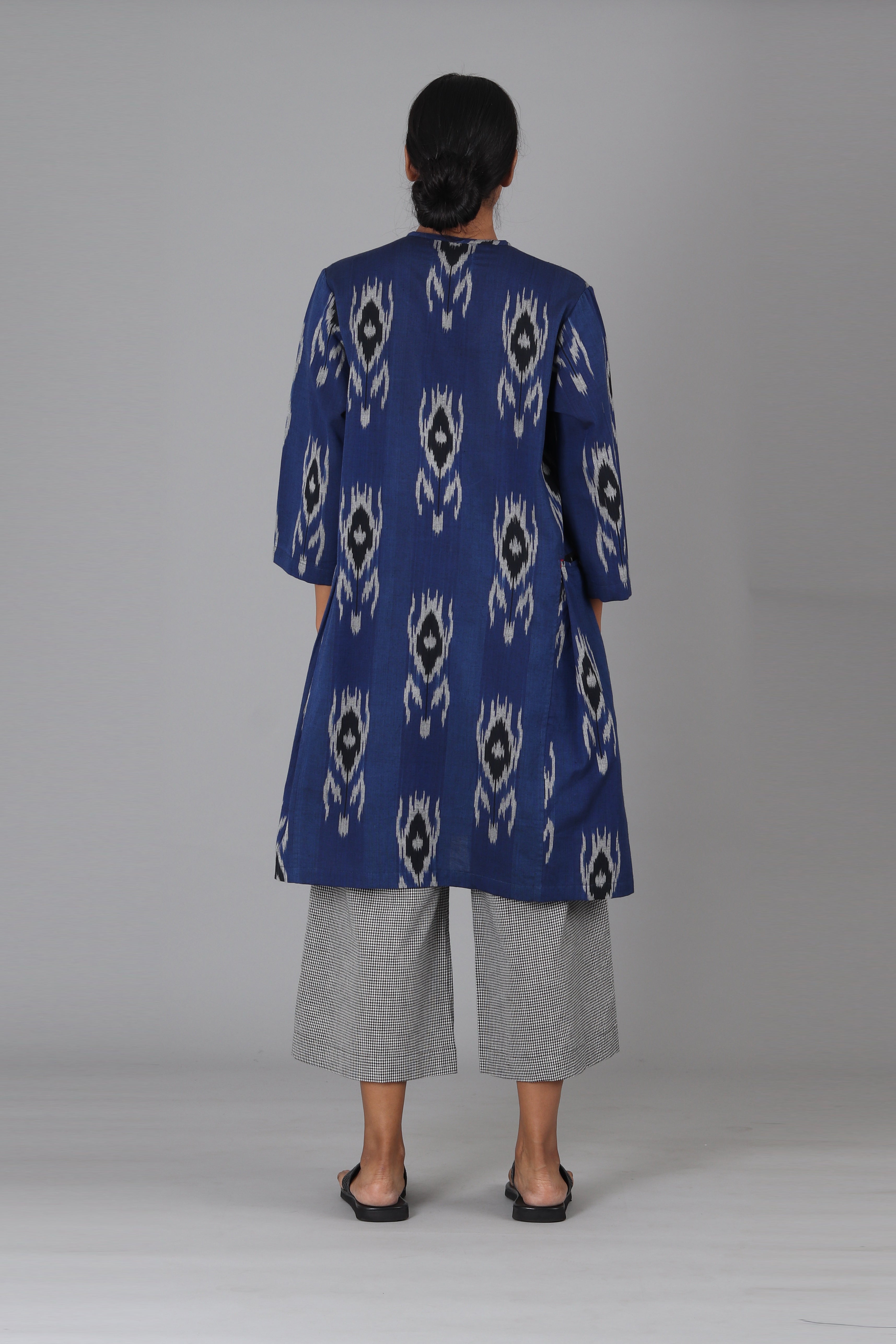 Blue Black Tulip Short Kurta