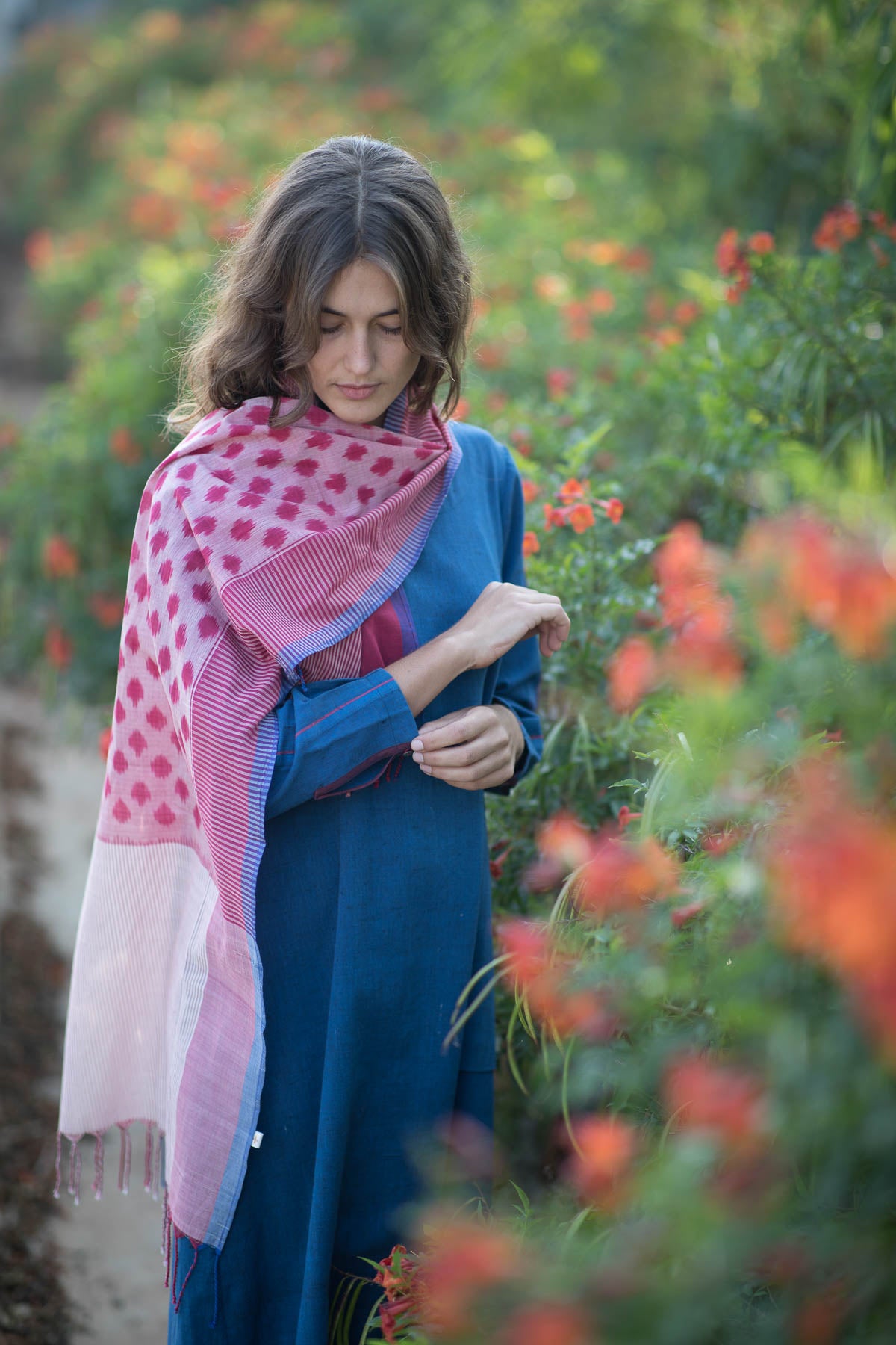 Plain Blue A-line Dress