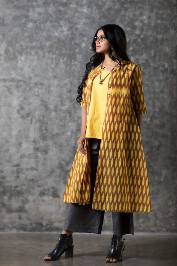 Yellow Oval Open Long Jacket