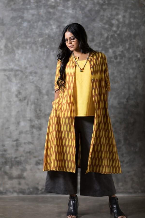 Yellow Oval Open Long Jacket