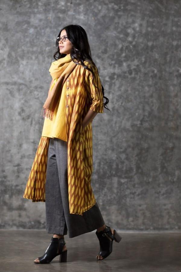 Yellow Oval Open Long Jacket