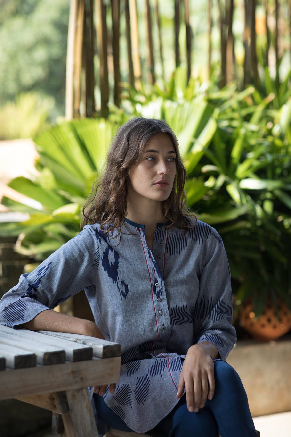 Indigo Shot Paisley Tunic Top