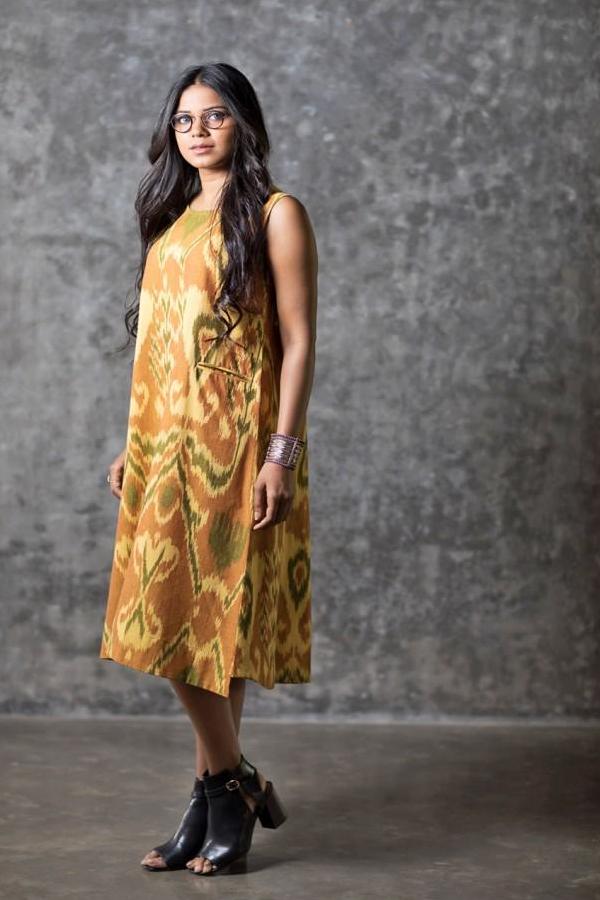 Yellow Uzbek Sleeveless Dress