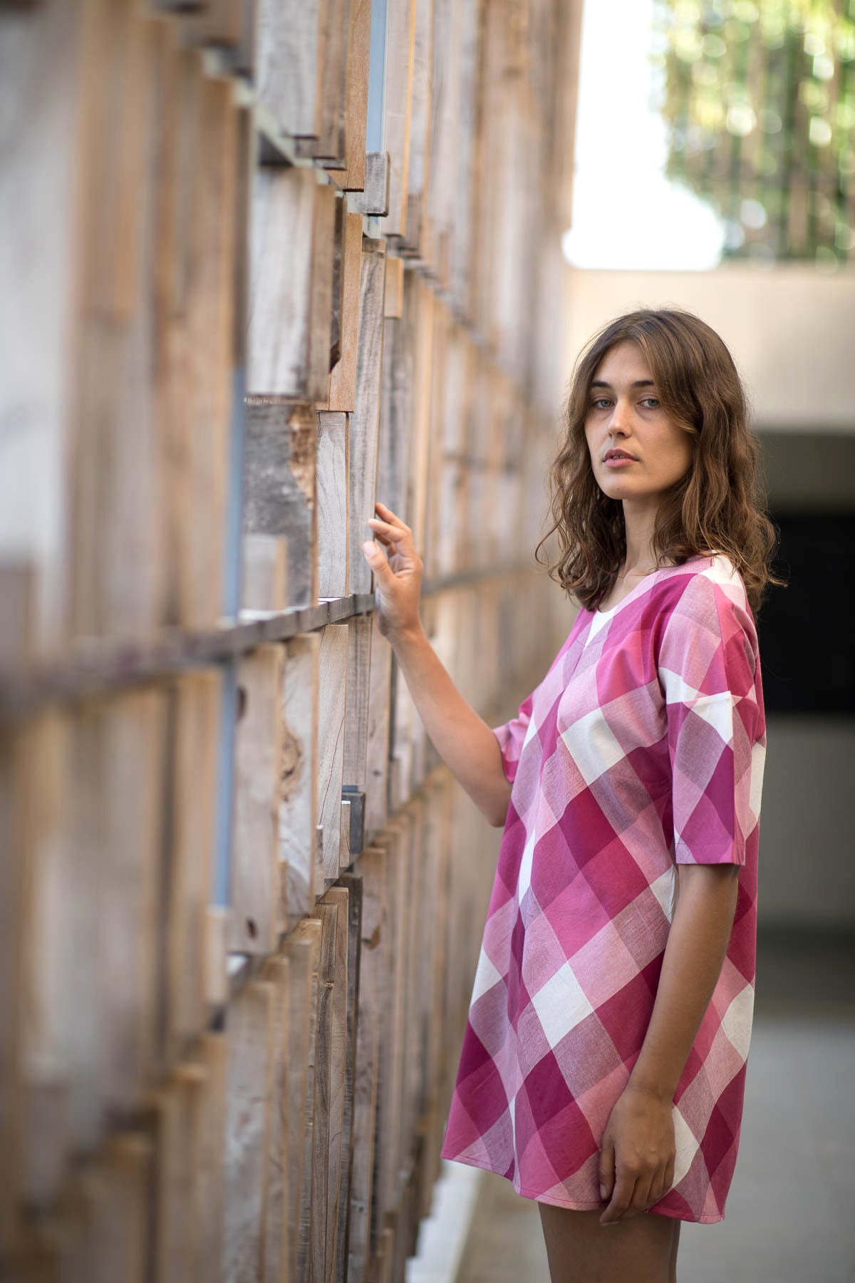 Pink Checks Short Dress