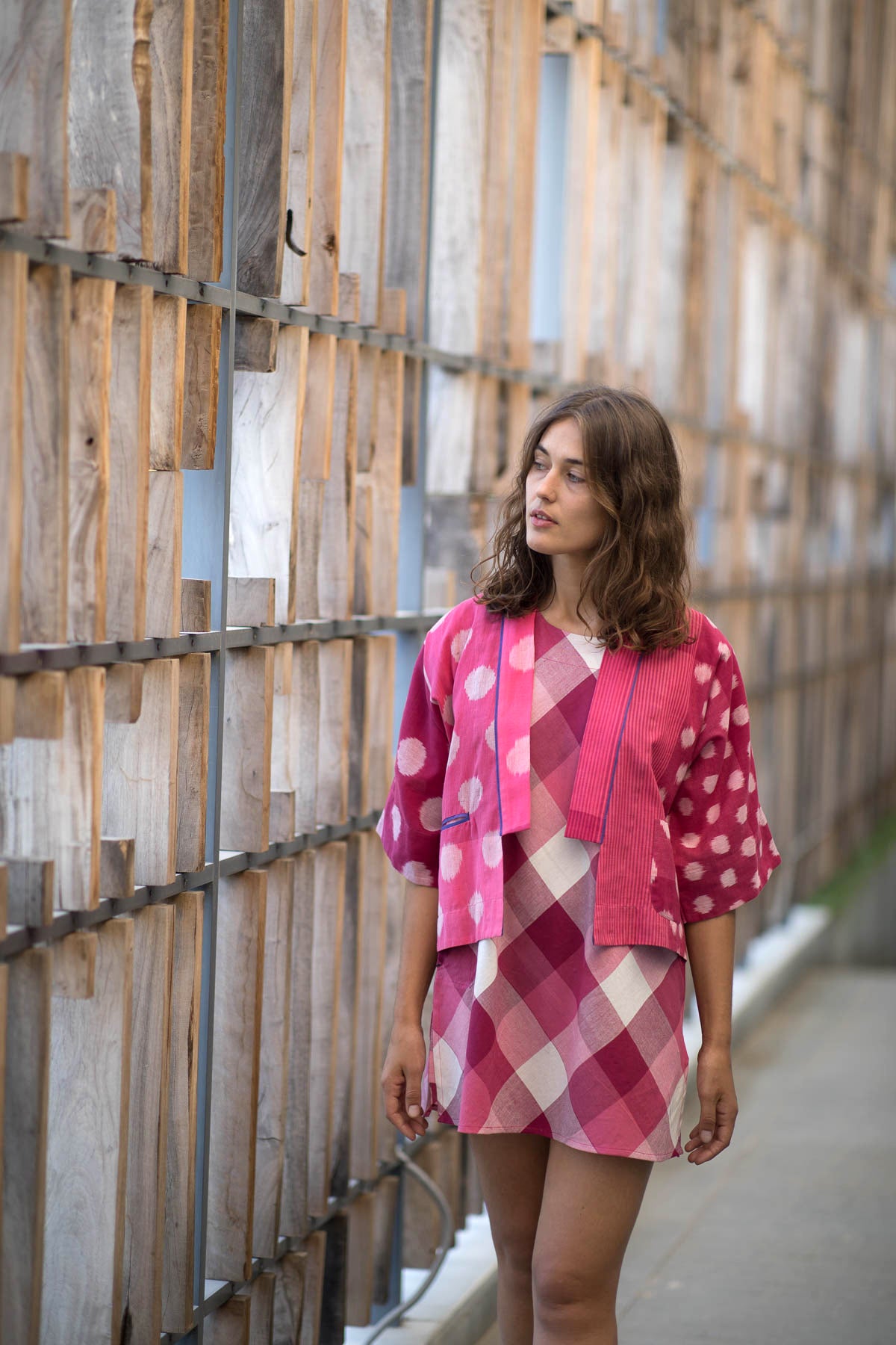 Pink Checks Short Dress