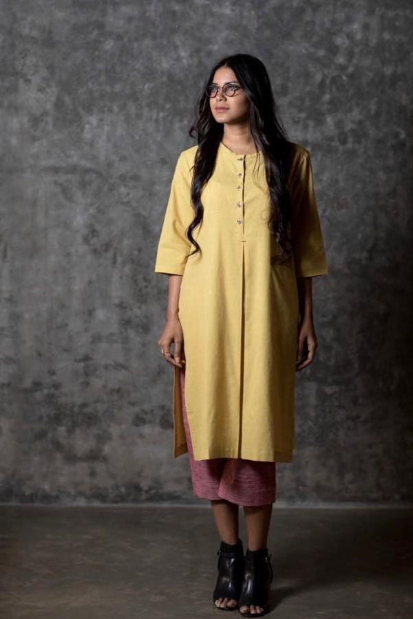 Yellow Kismis Slit Kurta