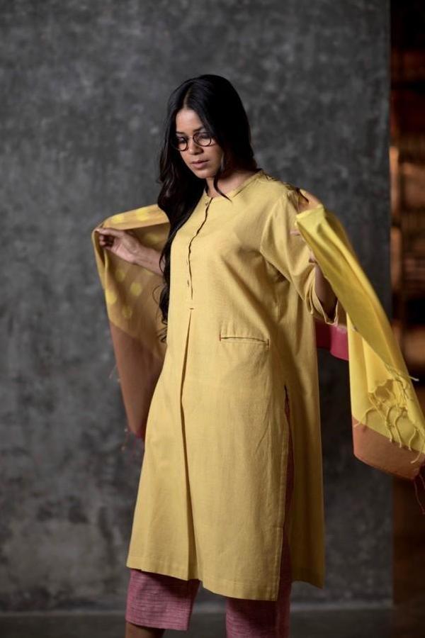 Yellow Kismis Slit Kurta