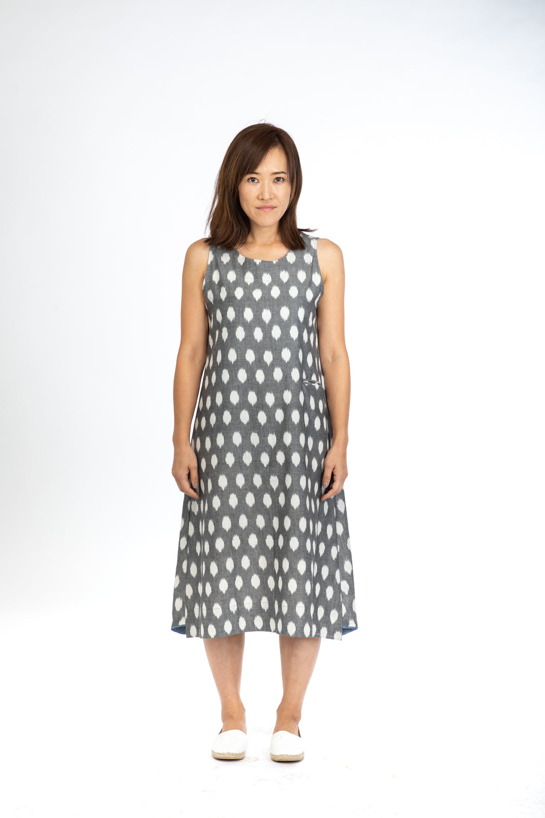 Grey Polka Sleeveless Dress