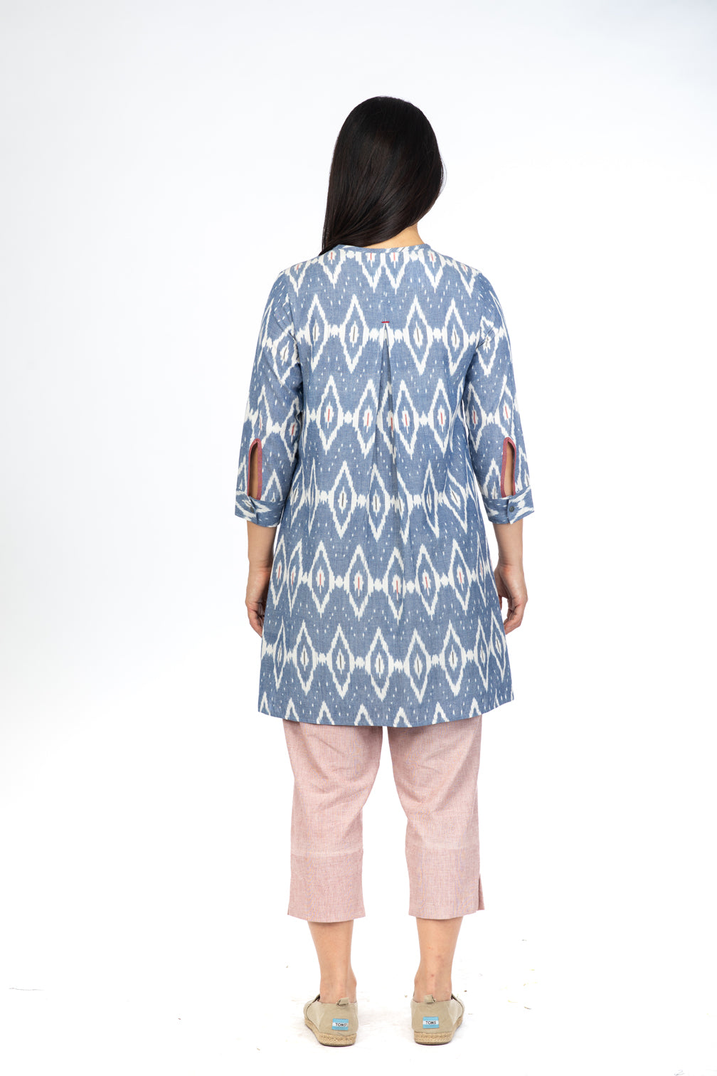 Blue Peony Long Tunic Top