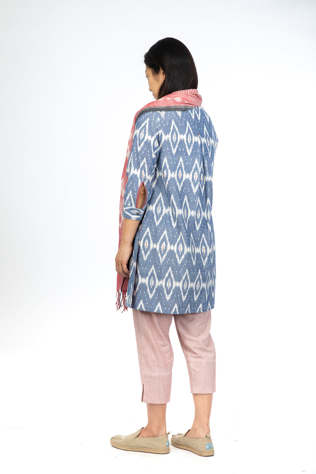 Blue Peony Long Tunic Top