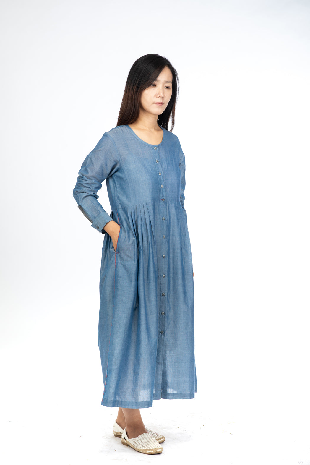 Blue Chambray Maxi Dress