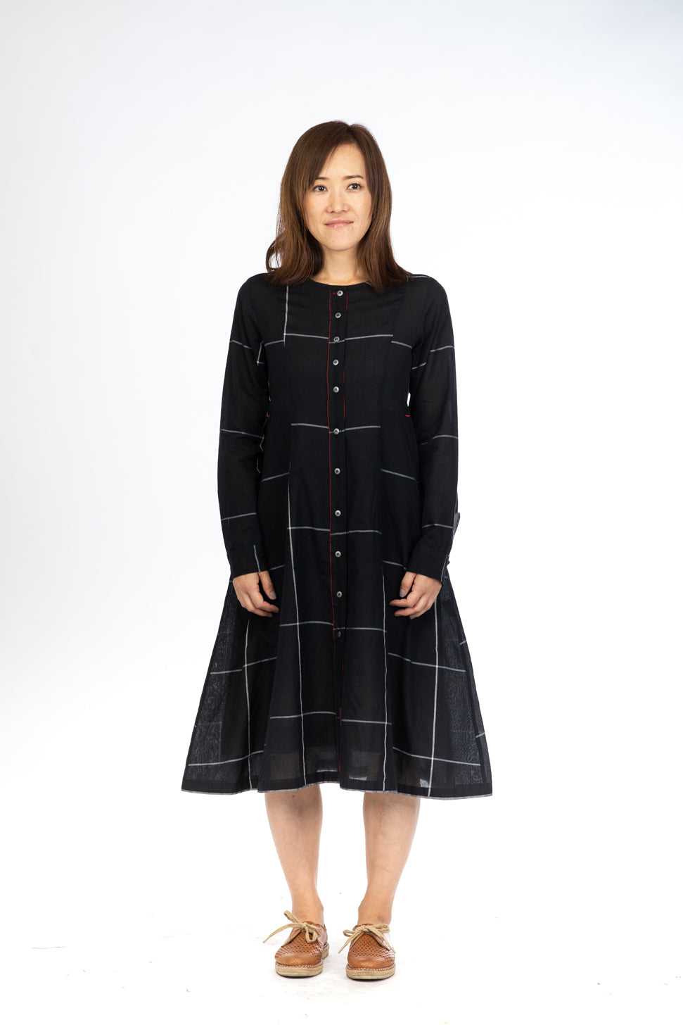 Black Checks Button Down Dress