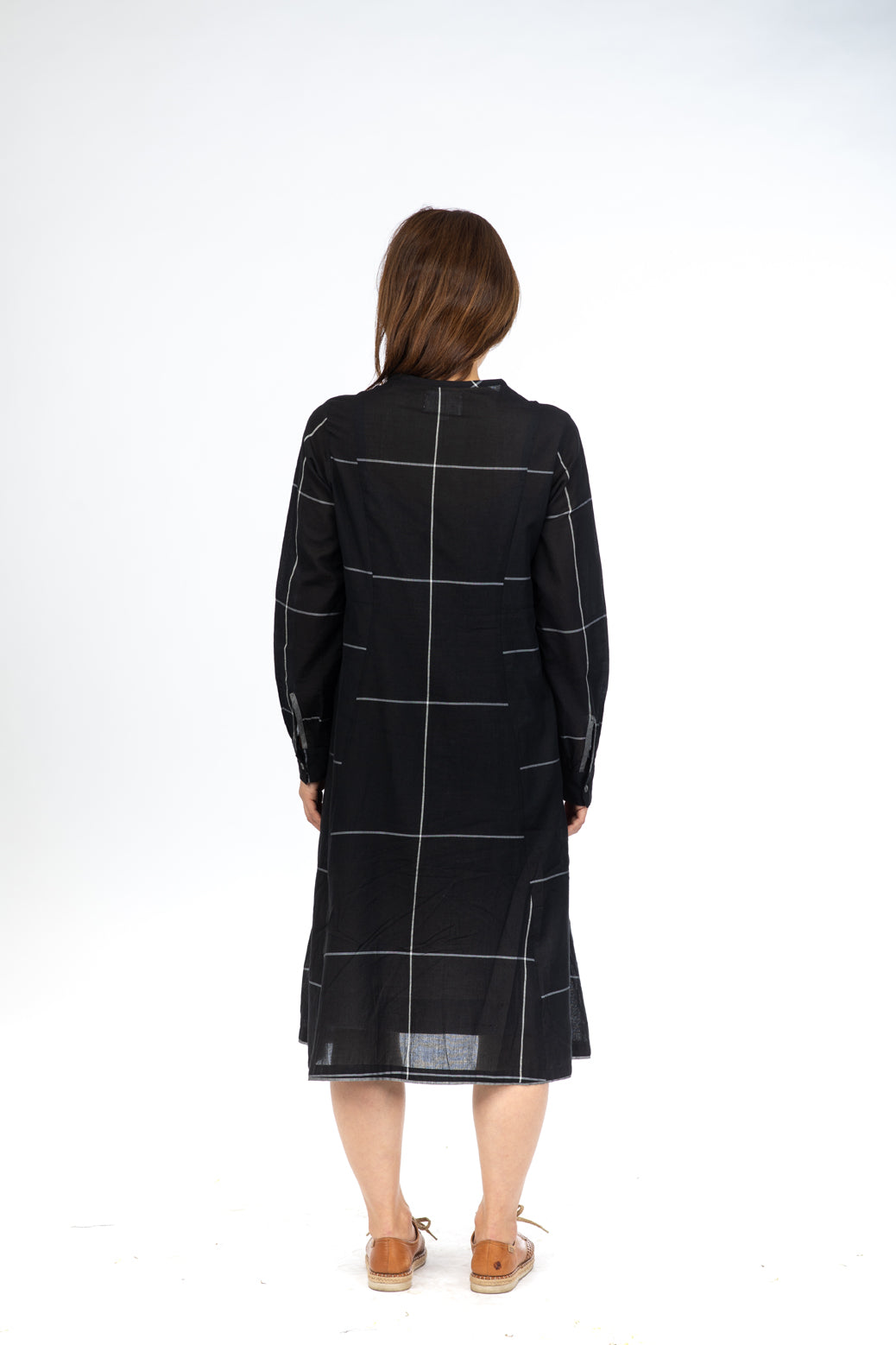 Black Checks Button Down Dress