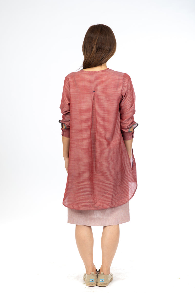 Red Space Dye Tunic Top