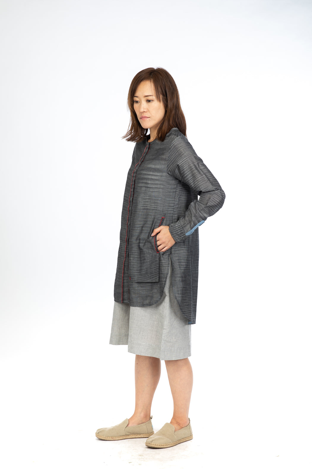 Grey Space Dye Tunic Top