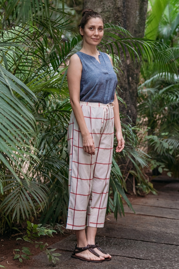 Red criss cross capri pants