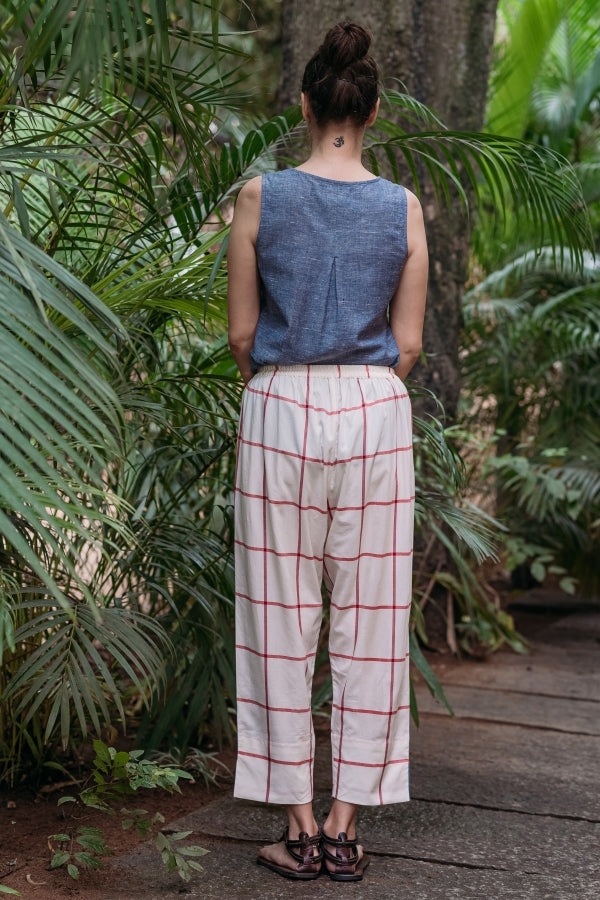 Red criss cross capri pants