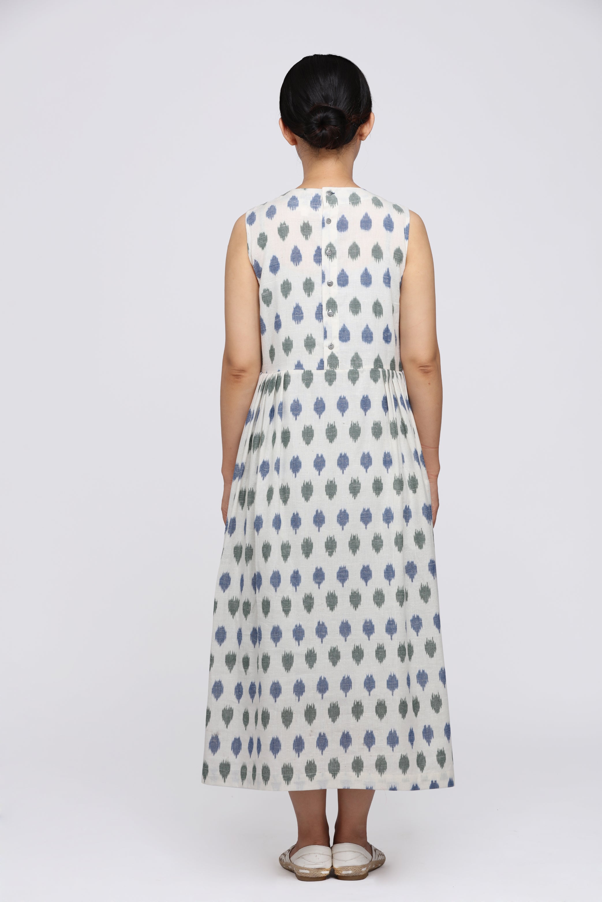 Blue Green Polka Sleeveless Maxi Dress