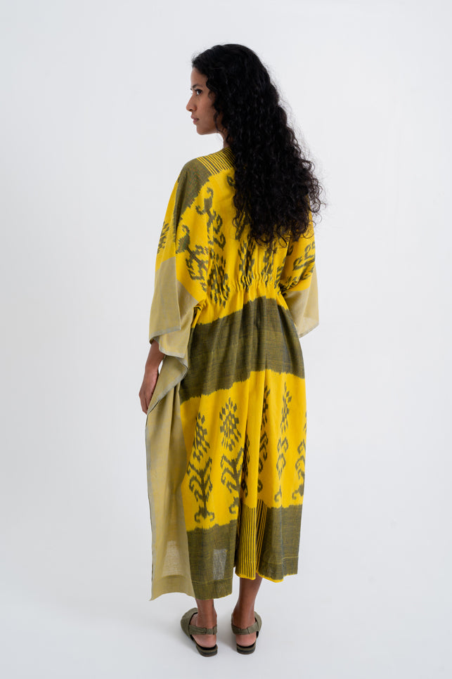 Turmeric Drawstring Long Kaftan