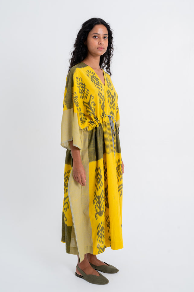 Turmeric Drawstring Long Kaftan