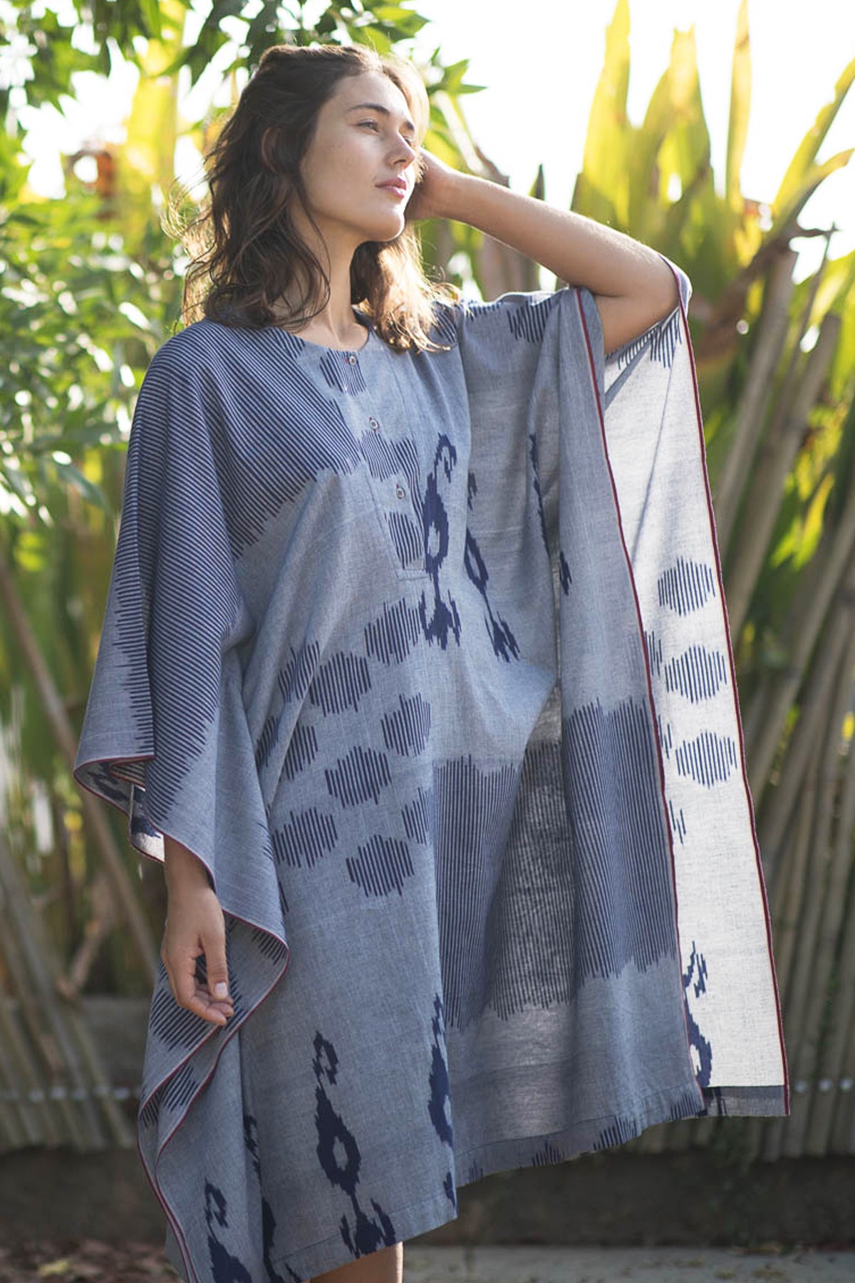 Indigo Shot Paisley Long Kaftan