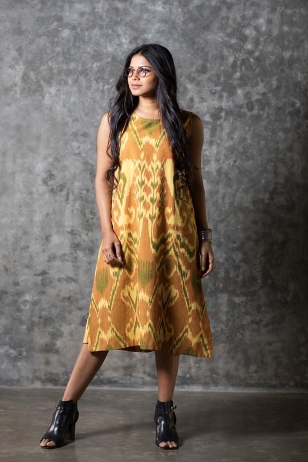 Yellow Uzbek Sleeveless Dress