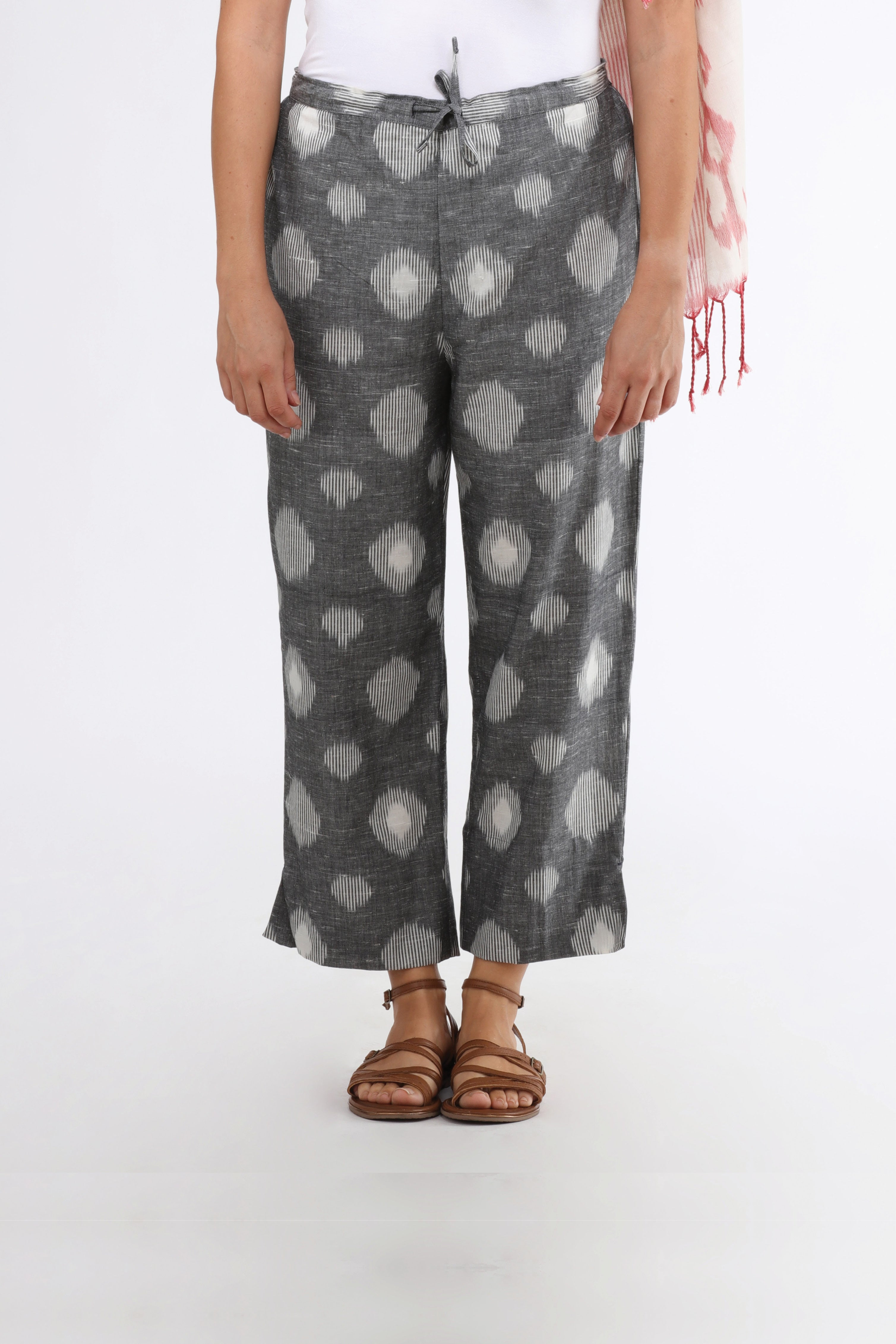 Grey Pom Pom Capri Pants